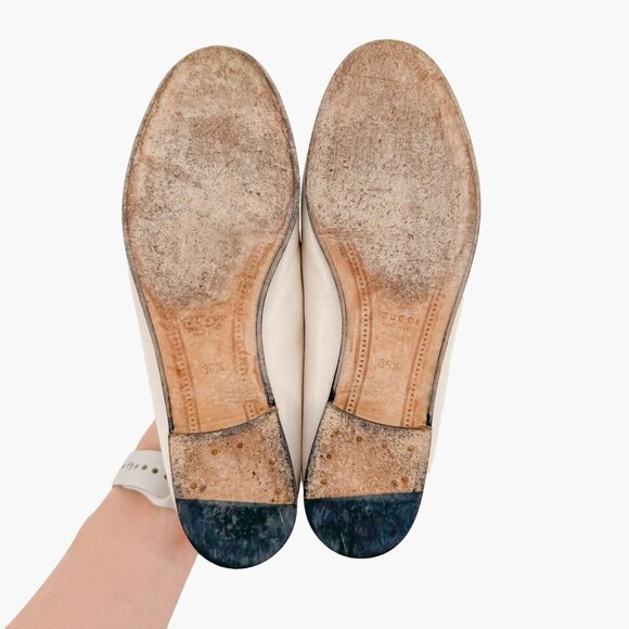 Gucci Brixton Horsebit Loafers EU 36.5 US 6.5 White Leather Flat Buckle Shoe - Picture 9 of 13